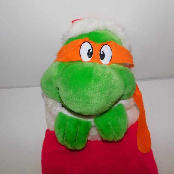 VTG 90s Teenage Mutant Ninja Turtles Plush Michelangelo Christmas Stocking *READ - Picture 2 of 10
